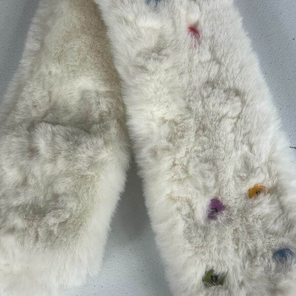 Kids Faux Fur Decorative Button Scarf White - Picture 9 of 12